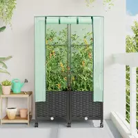 Prolenta Maison Exclusive - 2 jardinières avec couvercle de serre et roues, en PP
