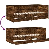 vidaXL Lit de jour avec tiroirs sans matelas chêne fumé 90x190 cm