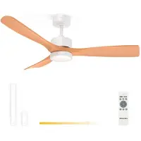 Grunkel SKYSTYLE52, ventilateur de plafond, bois, blanc, pour plafond, plastique, métal, 44 dB, 132 cm