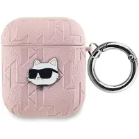 Karl Lagerfeld Monogram Choupette Head Case pour Airpods 1 / 2 - Rose