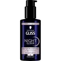 Schwarzkopf Gliss Traitement de nuit régénérant sans rinçage pour les cheveux abîmés et les pointes fourchues, 100ml