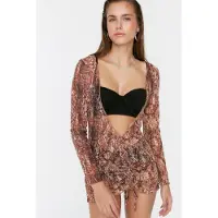 Trendyol Vêtement de plage rouille / brun foncé / blanc