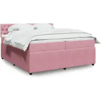 vidaXL Lit boxspring avec matelas rose 200x200 cm velours
