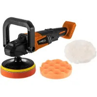 Neo Tools 18 V, polisseuse sans fil Li-Iondo sans balais., alimentation par batteries lithium-ion 18 V, 6 vitesses de 800 à 2 300 tr/min