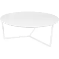 FineBuy Table basse design 80 cm ronde blanche laquée mat Table de salon moderne MDF bois Table de salon piètement métal