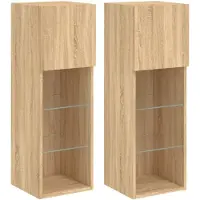 vidaXL Armoires TV avec lampes LED 2 unités Chêne Sonoma 30,5x30x90 cm