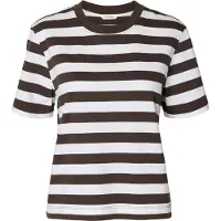 Selected T-shirt 'SLFESSENTIAL' brun foncé / blanc