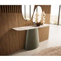 DELIFE Console Edge forme bateau 140x40 cm Céramique Onyx Champagne Conos Métal Effektfinish Titan