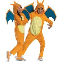Pokémon Disguise Combinaison Pokémon Dracaufeu Pour Enfants, Sous Licence Officielle, Avec Capuche Détaillée Avec Éléments En Relief Et Ailes, Tissu Doux, Pour Les 5-6 Ans, 7-8 Ans Et 10-12 Ans