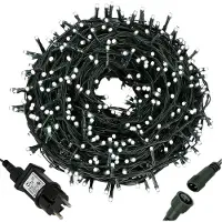 Springos Guirlande lumineuse LED - 17,5 m, 300 LED, 8 fonctions, IP44, blanc froid