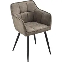 En.casa Chaise de salle à manger 'Birmingham' avec accoudoirs rembourrée pieds en acier taupe