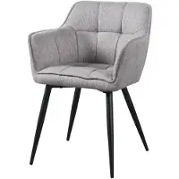 En.casa Chaise de salle à manger 'Birmingham' avec accoudoirs rembourrée pieds en acier gris