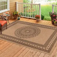 HomebyHome Tapis Intérieur Extérieur Tissage Plat Aspect Sisal Naturel Imperméable Style Scandinave Boho, Taille: 160x230 cm