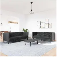 vidaXL Salon Canapé 2 pcs Noir 194 x 74,5 x 70,5 cm Similicuir