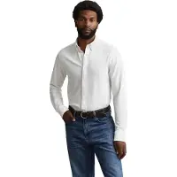 Gant pour homme. 3250271 Chemise Regular Fit en maille piqué élastique blanche (S), Casuel, Coton, Manche longue