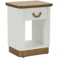 Mauro Ferretti Table de chevet en bois blanc et marron 48x40x62 cm