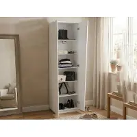 Dmora Albatros - Armoire Polyvalente 2 Portes, 60x200h cm Blanc Brillant, 5 Étagères Italy