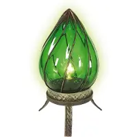 Näve Lampes de table - Lampe de table en verre "Orient", lampe de table en métal et en verre de couleur verte, hauteur 32 cm, diamètre 17 cm, culot E14 – Interrupteur à câble
