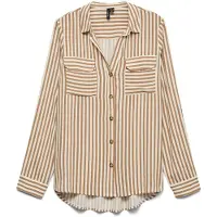 Vero Moda Chemisier 'VMBumpy' noisette / blanc