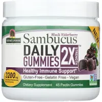 Natures Answer , Sambucus Sureau Noir Gommes Quotidiennes, 2X Force, 3 200 mg, 45 Gommes à la Pectine