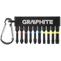 Graphite 10 pièces IMPACT BIT SET. 56H562 (Cruciforme Phillips PH, Torx TX)