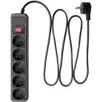 Akyga Bloc multiprises Protection contre les surtensions AK-SP-06B 5 prises CEE 7 (5x, CEE 7/4, 3 m)