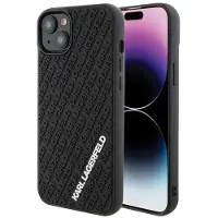 Karl Lagerfeld Coque pour iPhone 15 Plus en caoutchouc 3D noir à logos multiples