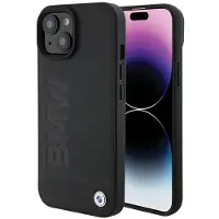 BMW Étui en cuir noir pour iPhone 15