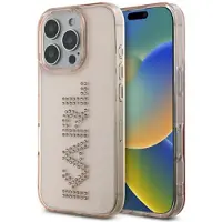 Karl Lagerfeld Coque iPhone 16 Pro Logo Strass Rose