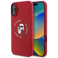 Karl Lagerfeld Étui en silicone rouge MagSafe pour iPhone 16 Plus