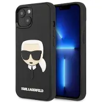 Karl Lagerfeld Coque pour iPhone 14 Plus 3D en caoutchouc noir, motif tête de