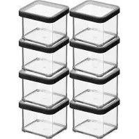 Rotho Boîtes en plastique carrées 8 x 500 ml LOFT noires pour aliments, friandises, fourrage