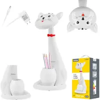 Rebel KOM1014.2 Lampe de table LED avec porte-crayon, chat