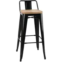 Bolero Chaise de bar haute Bistro avec assise en bois, noire (4 pièces)
