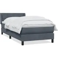 vidaXL Lit boxspring avec matelas gris foncé 80x220 cm velours