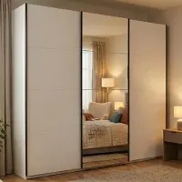 Dmora Rutino - Grande Armoire, 263x224h cm Blanc Mat, Porte-manteaux