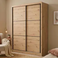 Dmora Faedis - Grande Armoire, 166x216h cm Chêne Brun Nuds, Portemanteau