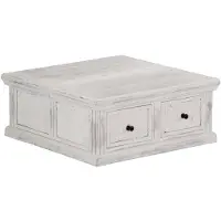vidaXL Table basse blanche 70 x 70 x 30 cm en bois massif de manguier