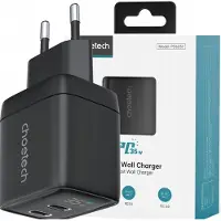 Choetech Charger Pd6051 Usb-C Usb-C Pd 35W Gan With Display - Noir