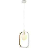Casa Padrino Luxus Lampe à suspendre Blanc / Or 17,8 x H. 25 cm - Lampe à suspendre de salon