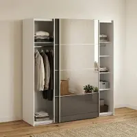 Dmora Cerreto - Armoire 2 Portes, 182x202h cm Gris, Porte-manteau