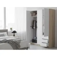 Dmora Apaches - Armoire 3 Portes, 121x52 cm Blanc, Porte-manteaux