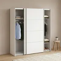 Dmora Accadia - Armoire 2 Portes, 182x202h cm Blanc, Porte-manteaux