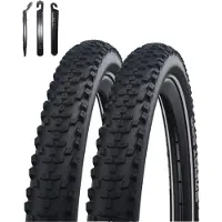 Bike-parts 2 pneus Schwalbe Smart Sam HS624 Performance, 29 x 2,60 (65-622), noirs avec bandes réfléchissantes, comprenant les démonte-pneus