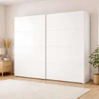 Dmora Kauri - Armoire 2 Portes, 243x220h cm Blanc Brillant, Penderie