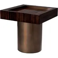 Casa Padrino Luxe Table d'Appoint Marron Foncé Brillant / Bronze 50 x 50 x H. 50 cm - Table de salon carrée - Meubles de salon - Meubles de luxe - Ameublement de salon