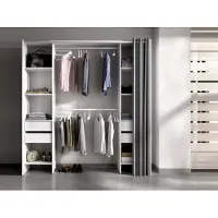 Dmora Olaf - Grande Armoire, 180x205h cm Blanc, 4 Tiroirs