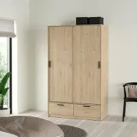 Dmora Kammuri - Armoire 2 Portes, 121x200h cm Chêne Marron, 2 Étagères