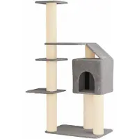 vidaXL Arbre à chat avec poteaux à griffer en sisal, gris clair, 183 cm
