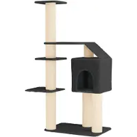 vidaXL Arbre à chat avec poteaux à griffer en sisal, gris foncé, 183 cm